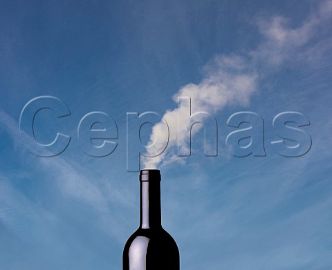Wine bottle with smoke coming out