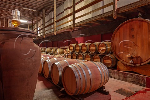 Barrels and amphora in cellars of Vistorta Sacile Friuli Italy
