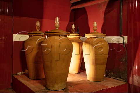 Terracotta fermenters in cellars of Vistorta Sacile Friuli Italy