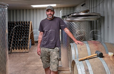 Mark Smith in winery of Black Mountain Vineyard Turnastone Herefordshire England