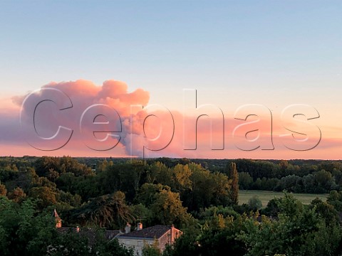 Forest fire to the south of Bordeaux July 2022  Gironde France
