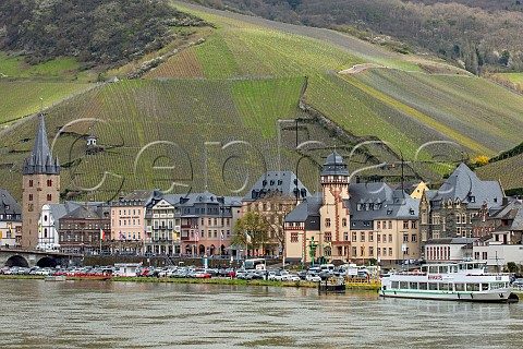 Bernkastel and the Doctor Vineyard viewed over the Mosel River Germany  Mosel