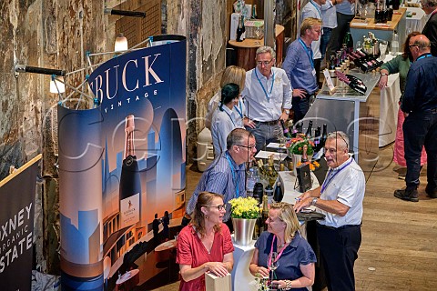 Roebuck Estates stand at the Wine GB Trade  Press Tasting 5 September 2023 in the Grand Hall of Battersea Arts Centre London UK