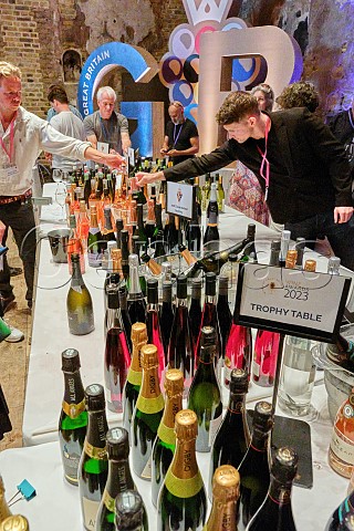Trophy winning wines at the Wine GB Trade  Press Tasting 5 September 2023 in the Grand Hall of Battersea Arts Centre London UK