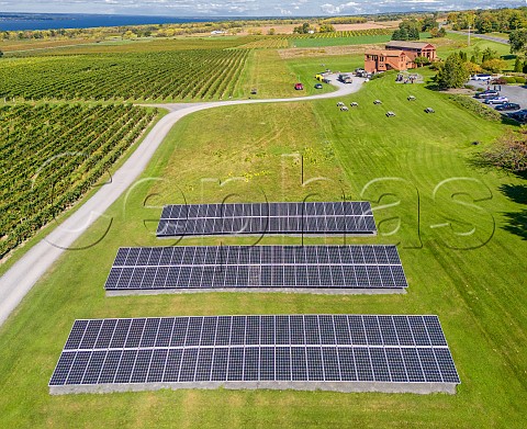 Solar panels at Lamoreaux Landing Wine Cellars on the Seneca Lake Wine Trail  Lodi New York USA  Finger Lakes