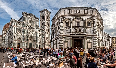 The Duomo and Baptistery of San Giovanni Piazza del Duomo Florence Tuscany Italy